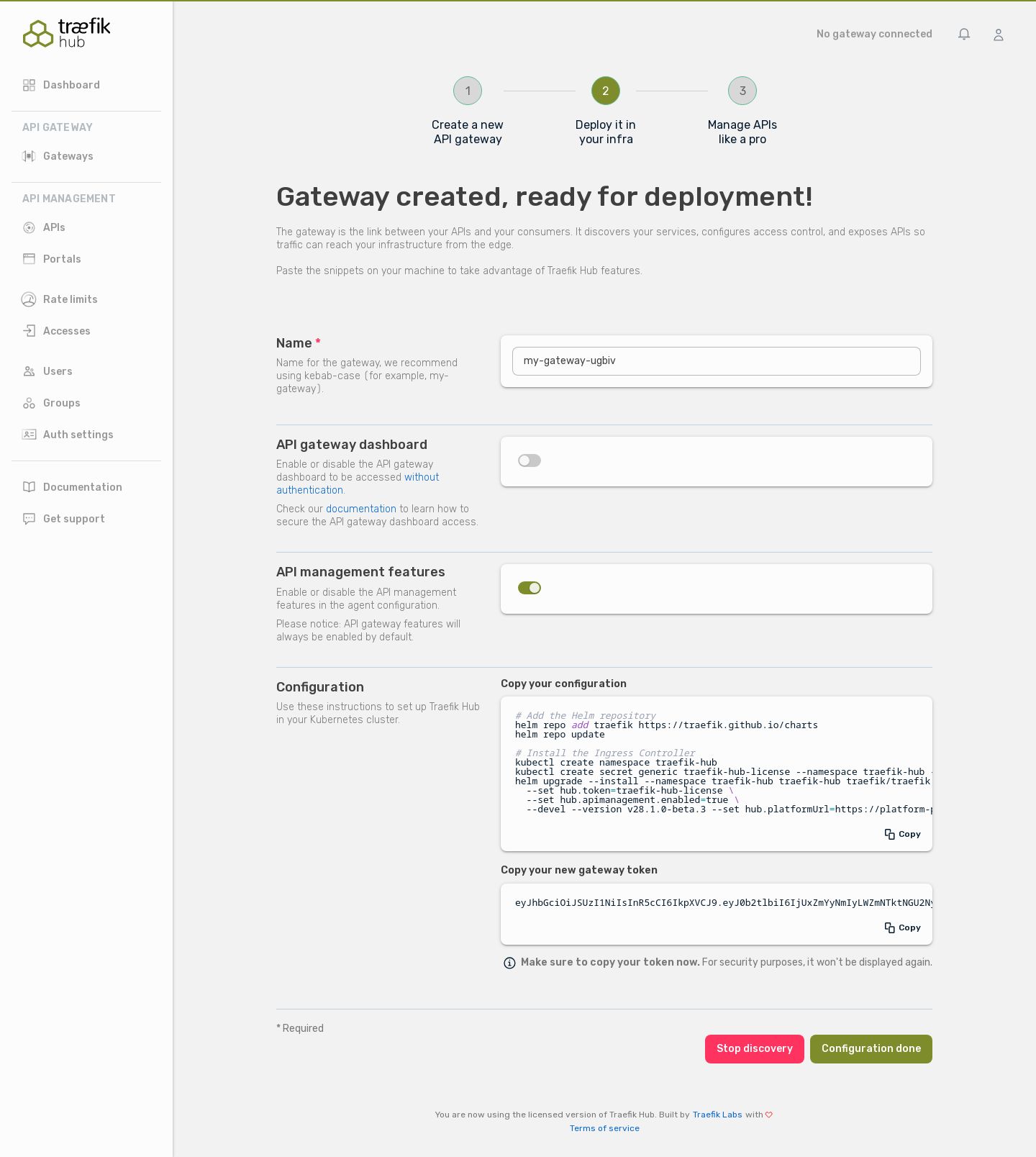 Gateway created, ready for deployment! Ingress Controller mode.