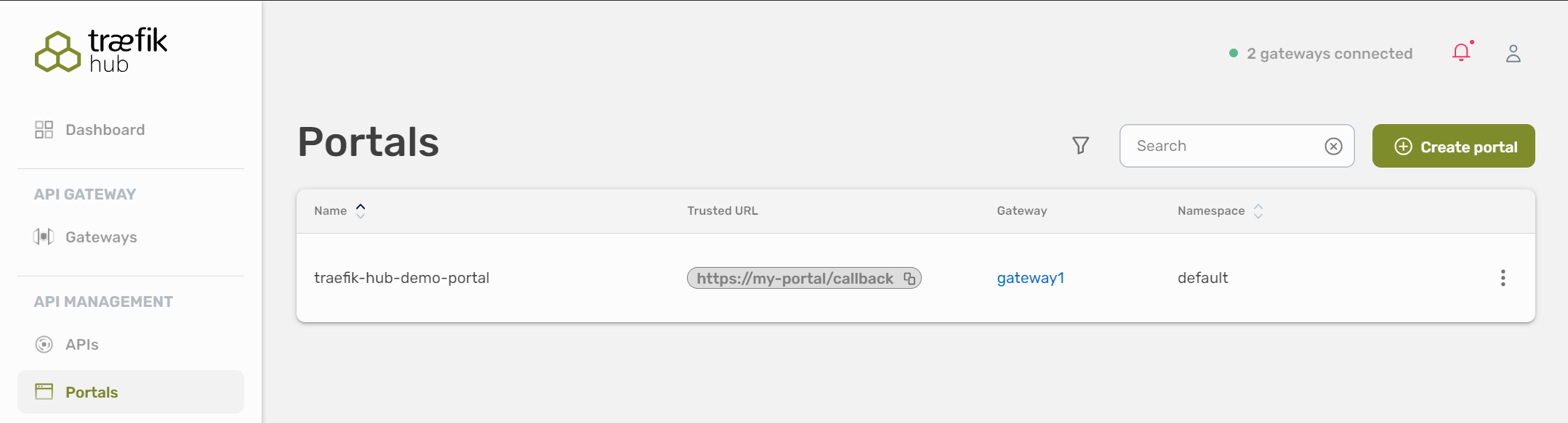 Select the Portal to connect to in the dashboard.